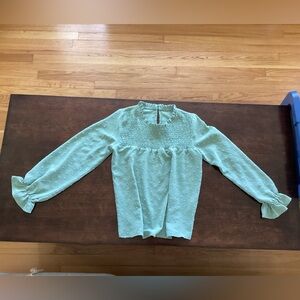 Chic Smocked Women's Blouse in Sage